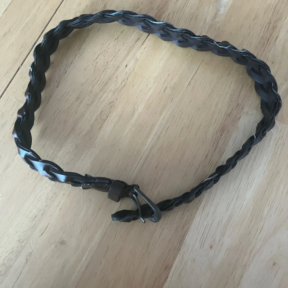 Braided Leather Belt - Brown Kids 24” length adjustable worn